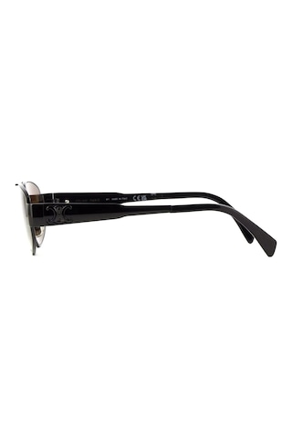 Celine Cl40281u 01e Unisex Güneş Gözlüğü - Pilot Çift Köprü Form Siyah Metal Çerçeveli Kahverengi Ca Çok Renkli