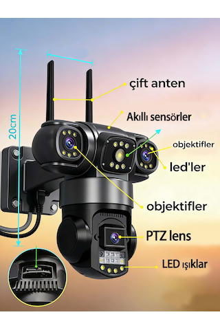 24 Saat Kablosuz 4g Sım + 9mp Kamera İki Yönlü Sesli Alarm Ip66 Su/toz Korumalı Güvenlik Sistemi