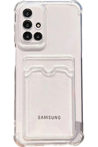Samsung Galaxy Uyumlu A71 Kapak Kamera Korumalı Kartlıklı Darbe Emici Özellikli Şeffaf Silikon Kılıf
