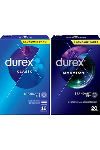Durex Klasik Prezervatif 16'lı + Maraton Prezervatif 20'li