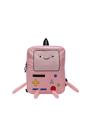 Mufunye Klasik Oyun Konsolu Desenli Çanta - Çift/vaşak Dönüşümlü Kumaş Sırt Çantası Pembe 29x11.5x39cm - Çocukluk Hatıralarıyla Sporlük Çok Renkli