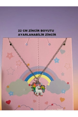 Unicorn Renkli Sevimli Çocuk Kolyesi Çok REnkli