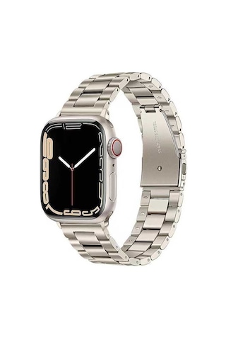 Watch Ultra 49mm Kordon Uyumlu Krd-04 Metal Strap Kayış Mkst- Starlight