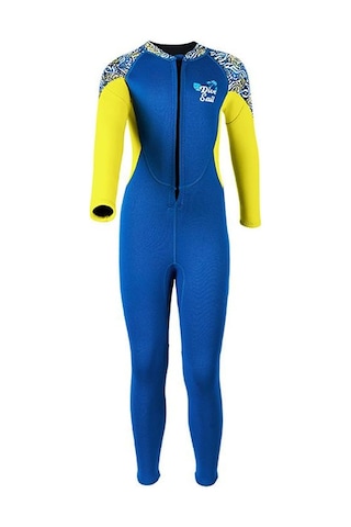 Dalış Ve Yelken 2.5 Mm Çocuk Kalınlaşmış Sıcak Tek Parça Uzun Kollu Wetsuit Anti-soğuk Şnorkel Sörf Elbisesi Mavi