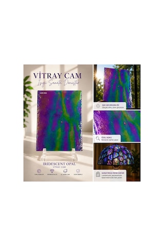 Dekoratif Vitray Cam Mor Yeşil Yanardöner Dokulu 21x29,7 Cm