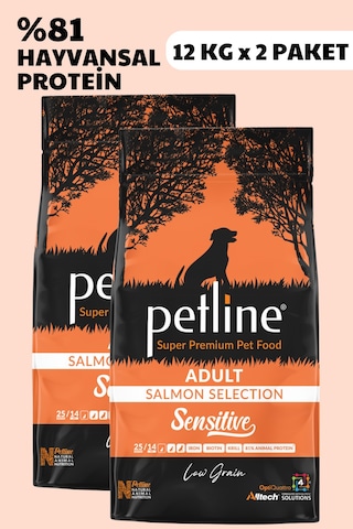 Petline Sensitive Skin & Coat Deri ve Tüy Sağlığı İçin Somonlu Yetişkin Kuru Köpek Maması 2 x 12 KG
