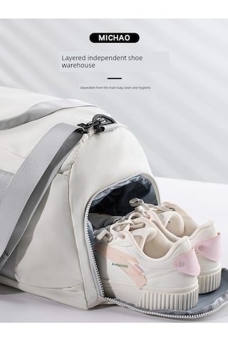 Carrier- Kadın Seyahat Spor Çantası - Mavi Beyaz Büyük Boy -