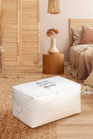 Home Sweet Home Baskılı Beyaz Büyük Boy Hurç 64x40x35 Çok Renkli