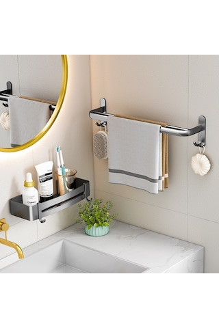 Delmeden Havlu Askısı Gri