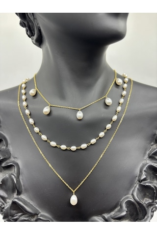 Birinci1926 Doğal İnci Üçlü Kolye Set