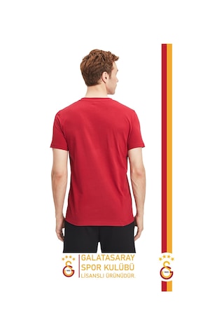 Galatasaray Lisanslı Aslan Baskılı T-shirt Kırmızı.