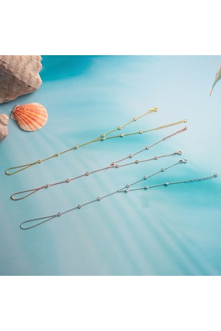 925 Ayar Gümüş Yuvarlak Zirkon Taşlı Zincir Atlamalı Şahmeran Altın