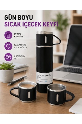 Paslanmaz Çelik 500 Ml Termos Seti 8 Saat Isı Koruma, Vakumlu, Sızdırmaz Ve Taşınabilir Aklby-bsva58