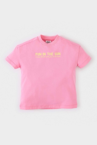 Defacto Kız Bebek Bisiklet Yaka Baskılı Kısa Kollu Tişört E0698a525smpn164 Pembe