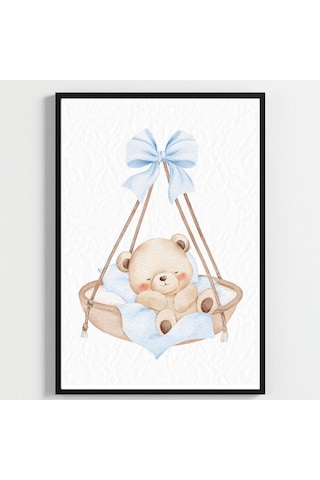 "besay Mavi Düşler ""baby"" Küp Temalı Çocuk Odası Dekorasyonu Yeni Doğan Erkek Bebek Hediyesi Poster 3'lü Set A4 Çerçeve
