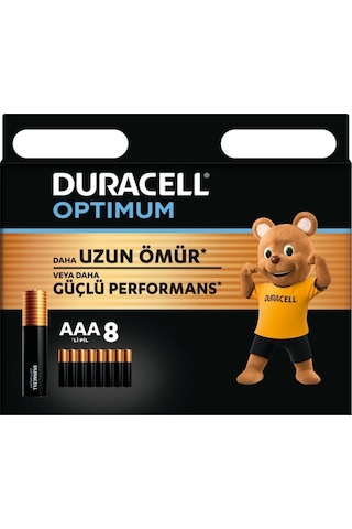 Duracell Optimum AAA Alkalin İnce Kalem Piller 1.5 V LR03/MN2400 8’li