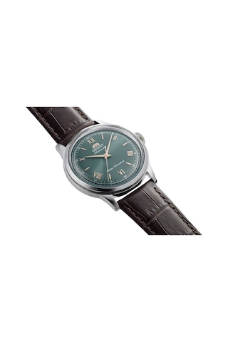 Orient Bambino Ra-bb0001e30b Kurmalı Otomatik Deri Kahverengi Yeşil Kadran 39 Mm Erkek Kol Saati Gri