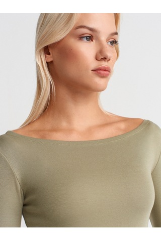 Dilvin 31332 Kayık Yaka Uzun Kollu Top-çağla Çağla