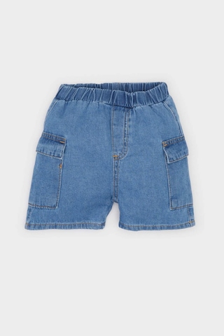 Defacto Beli Lastikli Cepli Jean Şort Erkek Bebek B6750A524SM Mavi