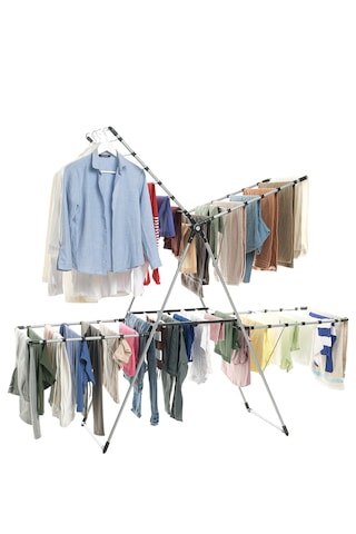 Flexdry 2 Katlı 25 Metre Asma Boylu, Uzun Ömürlü, Rahat Kullanımlı Çamaşır Kurutmalık Gri - Siyah