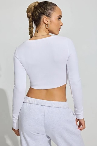 Madmext Beyaz Uzun Kollu Düğmeli Kaşkorse Crop Hırka Mg2193 Beyaz