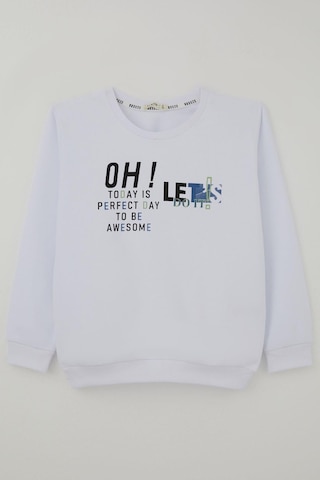Breeze Erkek Çocuk Sweatshirt Renkli Yazı Baskılı 10-16 Yaş, Beyaz