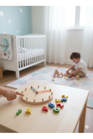 Montessori Odaklı Ahşap Eğitici Saat Öğretici Çocuklar İçin Zaman Kavramı Geliştirici Oyun Seti