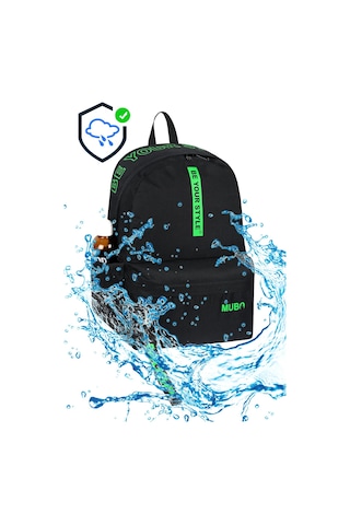 Geniş Hacimli Günlük Ve Okul Kullanımına Uygun Unisex Siyah Yeşil Sırt Çantası Pwcnt005 Siyah Yeşil