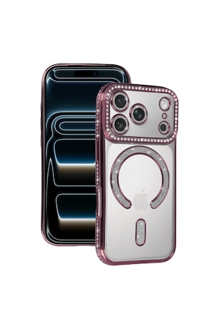 Apple, Uyumlu iPhone 17 Pro Max Joke Simli Magneticsafe Kılıf Pembe