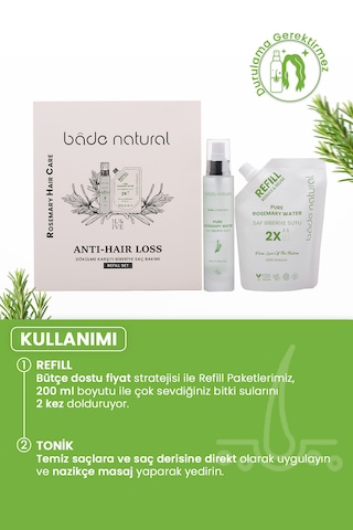 Bade Natural Biberiye Dökülme Karşıtı ve Güçlendirici Refill Saç Bakım Seti﻿﻿