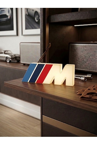 M Logo Masa Lambası Beyaz - Mavi