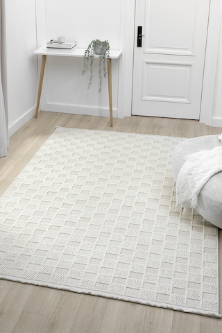 Fizy Beyaz Halı Loop Sisal Halı Modern Dokuma Oturma Odası Salon Halısı 13795a Beyaz