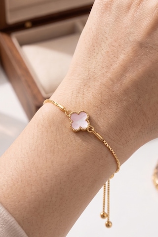 Gold Pembe Taşlı Asansör Bileklik Çok Renkli