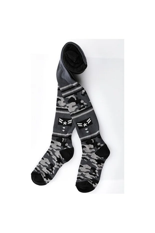 Veraye Socks Erkek Çocuk 3'lü Asker Desen Külotlu Çorap Mavi-gir