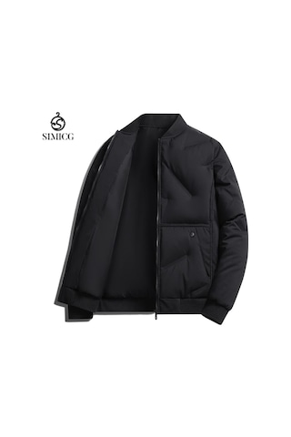 Erkekler İçin Sonbahar Ve Kışlık Kalın, Sıcak, Pamuklu, Dolgulu Ceketler Siyah