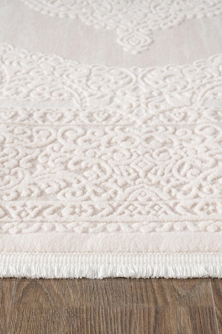 Truva 8342 Oval Krem Halı Bej Kalın Akrilik Tozuaz Modern Klasik Oval Salon Halısı Koridor-1069 Krem