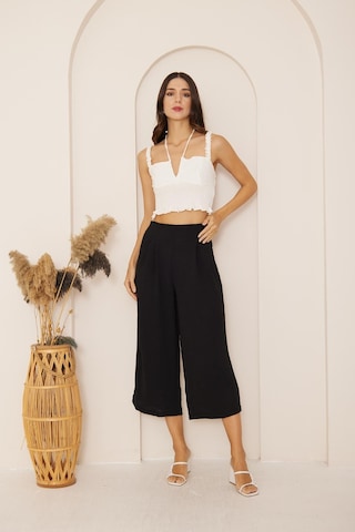 Darlin Moda Siyah Yüksek Bel Bol Paça Pantolon Dm3003 Siyah