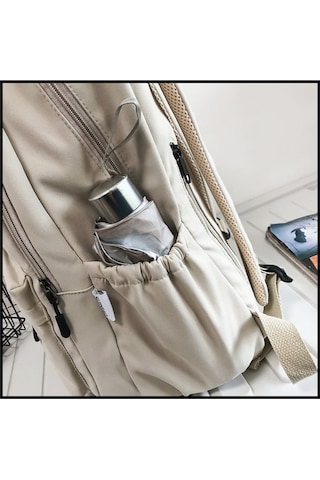 Gençler İçin Şık Ve Dayanıklı Su Geçirmez Sırt Çantası - Lise Ve Üniversite Öğrencilerine Uygun Ergonomik Okul Çantası - Laptop Taşımaya Uygun Pratik Tasarım Bej