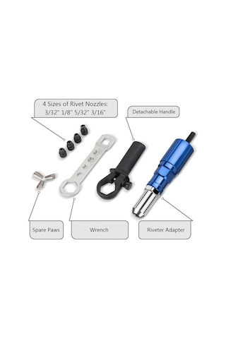 Elektrikli Matkap İçin Perçin Tabancası Adaptörü Anahtarı Çıkarılabilir Saplı Akülü Perçinleme Aracı 3/32''
