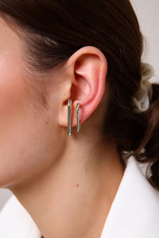 Kadın Gümüş 2'li Burgu & Basic Cuff Gümüş