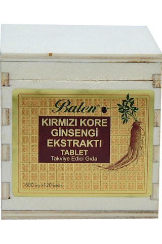 Balen Tahta Kutu Kırmızı Kore Ginsengi Ekstrakt Tableti 120x600 MG