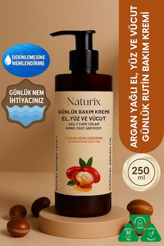 Naturix Argan El Yüz Vücut Nemlendirici Krem 250 ML