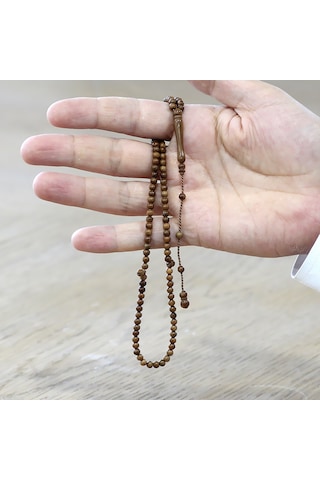 Tesbihane Sistemli Küre Kesim Mini Boy Kahverengi 99 Taneli Kuka Namaz Tesbihi