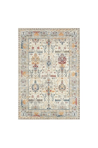 Spring Serisi Krem Vintage Eskitme Desenli Dijital Baskı Yıkanabilir Modern Salon Halısı Krem