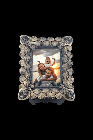 Deniz Kabuğu Desenli Polyester Fotoğraf Çerçevesi - Altın