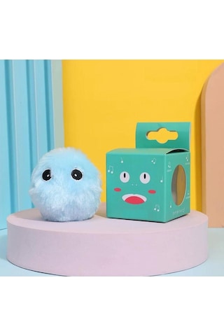 Sensörlü Peluş Kedi Oyuncağı 3 Farkı Ses Çıkaran Dokunmaya Duyarlı Eğlenceli Kedi Oyun Topu Mavi