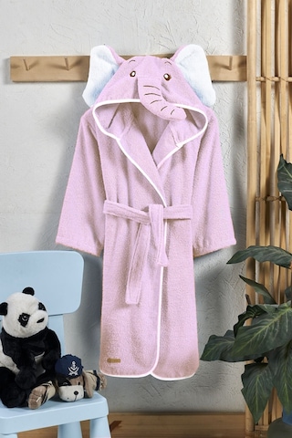 Ely Parker Kapüşonlu Pamuk Çocuk Bornozu Pembe Fil Hayvan Elyprkr00978-pembe-beyaz Pembe - Beyaz