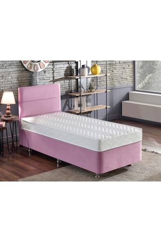 Nironyatak Niron Pinky 100 x 200 CM Tek Kişilik Yatak Seti - Pembe Kumaş Baza, Ba