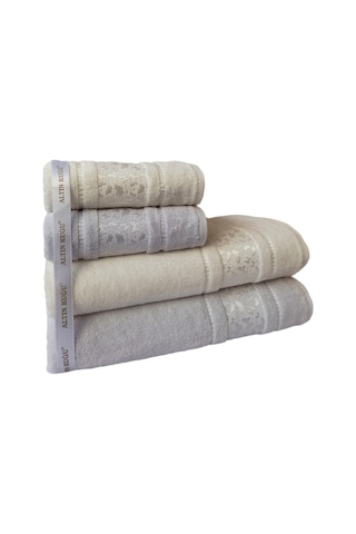 Kelebek Best Set Hamam Takımı- Krem Gri