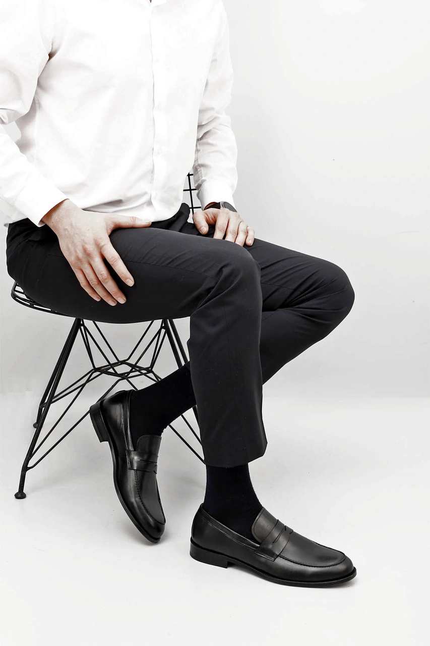 Gönderi R Erkek Siyah Kösele Taban Hakiki Deri Loafer Ayakkabı Ddma64901084 Siyah